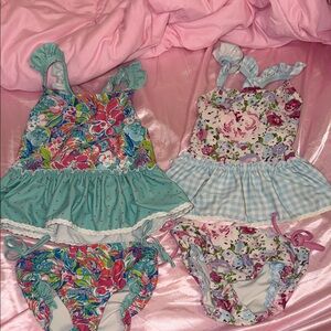 SweetHoney Girls Floral Mix & Pastel Two-Piece Swim Sets - Mint, Blue, Pink